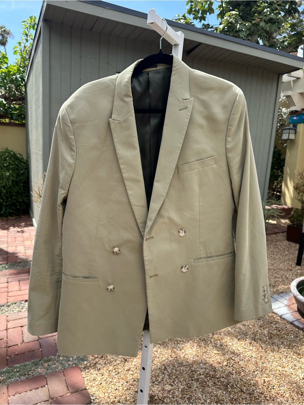 Topman Double-Breasted Olive Green Dress Blazer